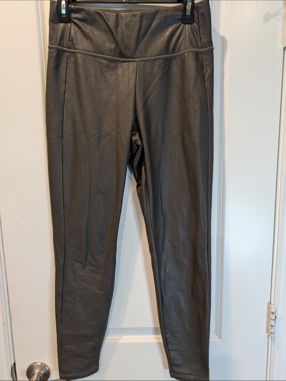Athleta Coated Leggings Faux Leather High Rise Brown Taupe Size Small